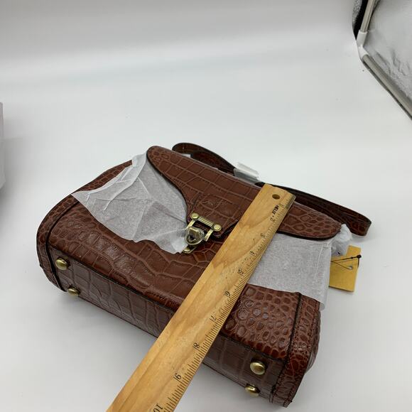 Patricia Nash Crossbody Leather Ashmore Satchel British Tan Croco Purse - Picture 9 of 11